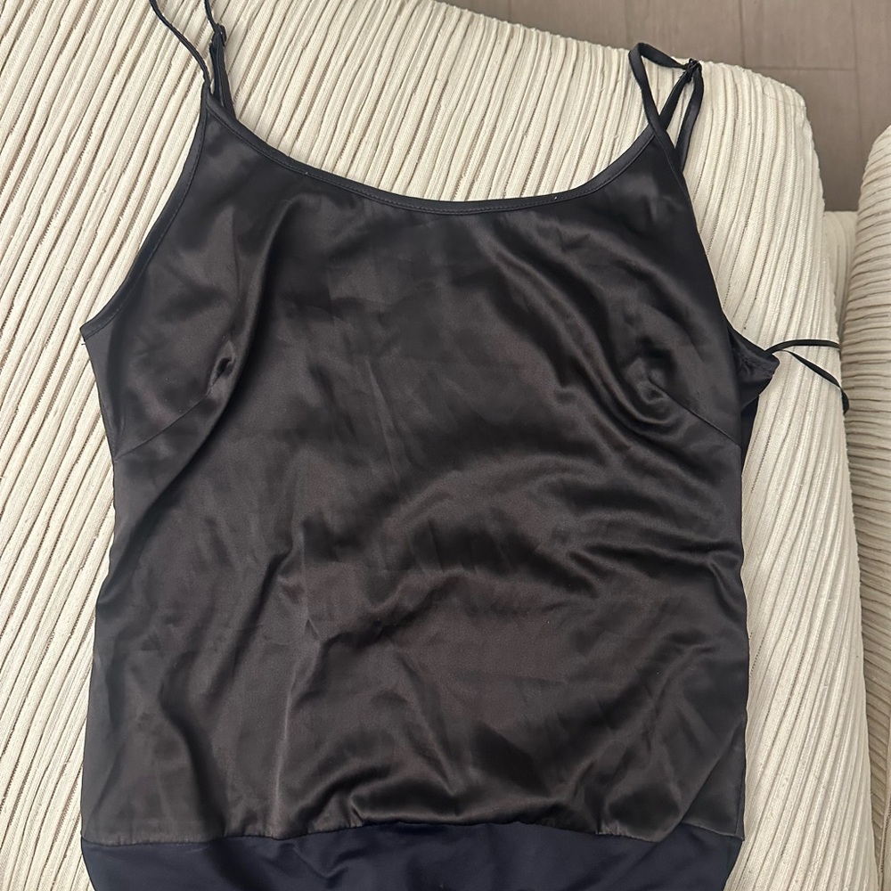 Black stretchy satin bodysuit